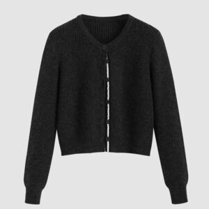 Cider Wool Blend Knit Button Down Black Cardigan Size Medium